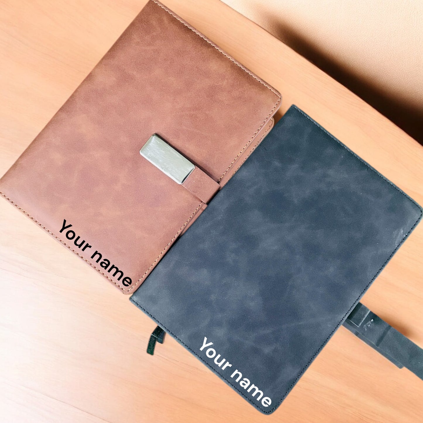 BizGift Premium PU Leather A-5 Office Notebook Diary Journal with Smart Magnetic Flap Closure, 192 pages 80 gsm (brown and black)