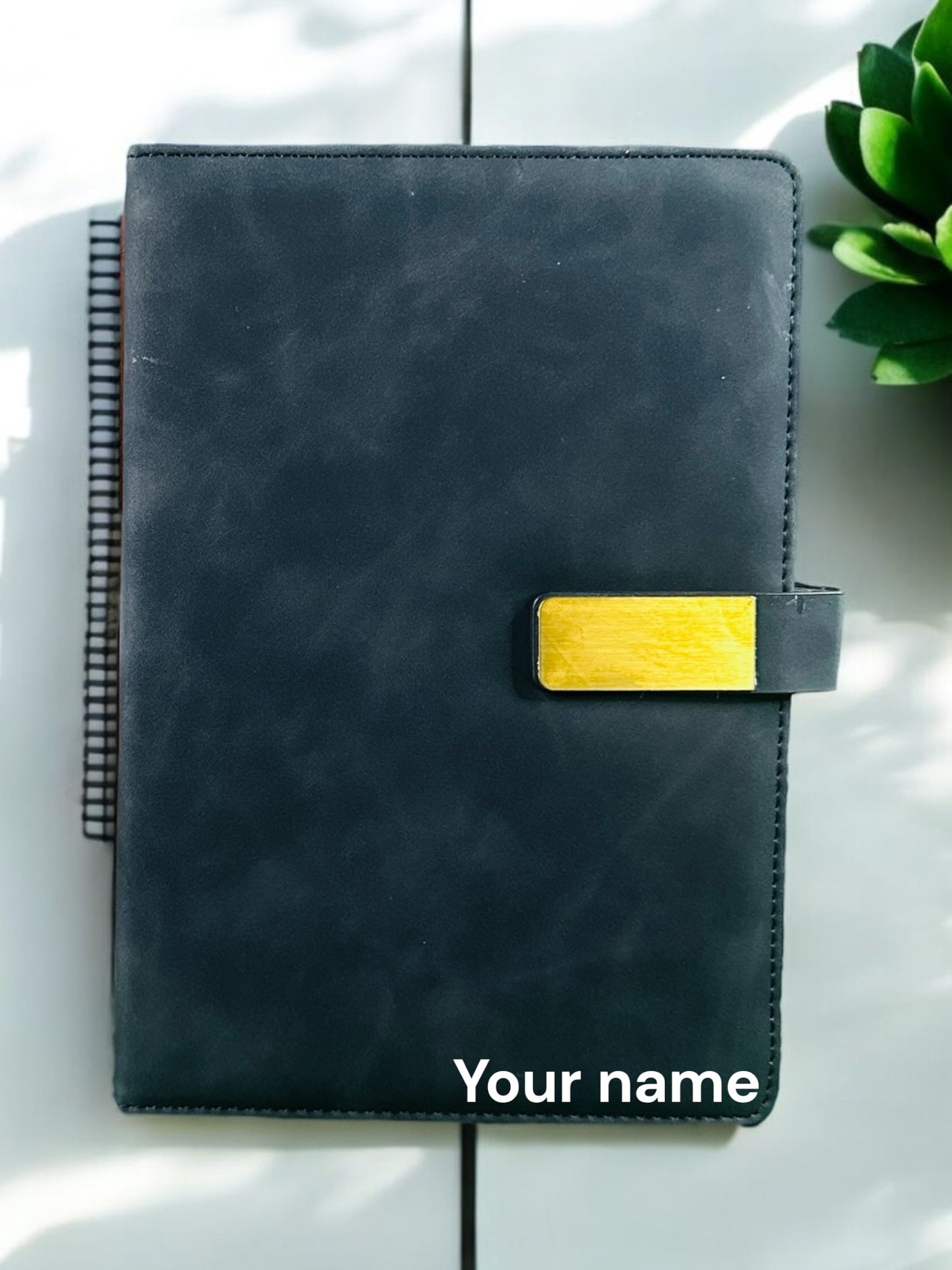 BizGift Premium PU Leather A-5 Office Notebook Diary Journal with Smart Magnetic Flap Closure, 192 pages 80 gsm (brown and black)