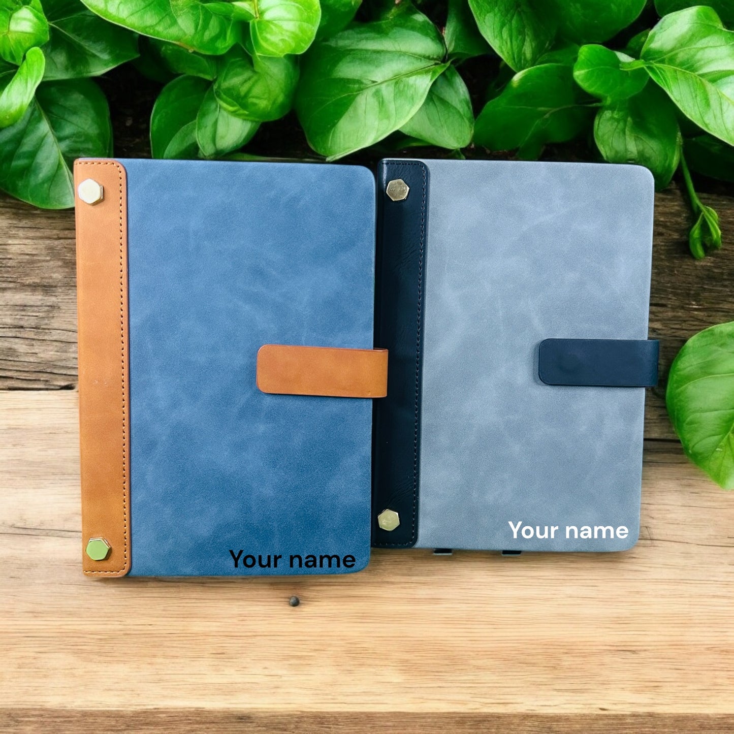 BizGift Premium PU Leather A-5 Office Notebook Diary Journal with Smart Magnetic Flap Closure, 192 pages 80 gsm (brown and black)
