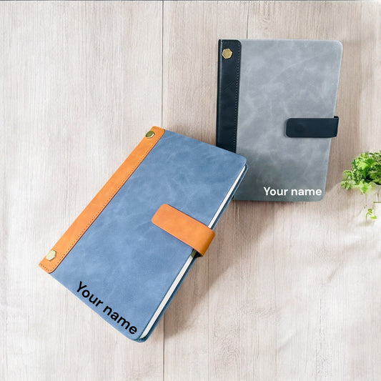 BizGift Premium PU Leather A-5 Office Notebook Diary Journal with Smart Magnetic Flap Closure, 192 pages 80 gsm (brown and black)