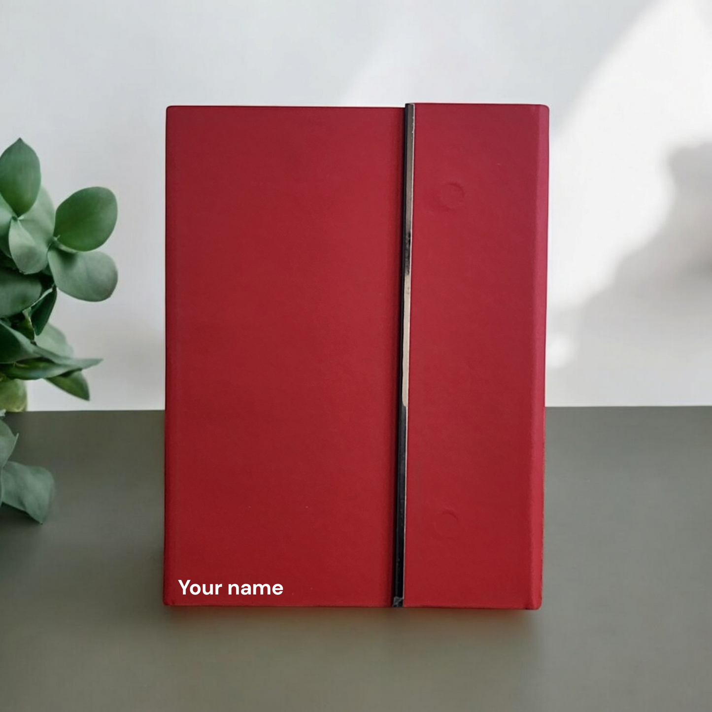 BizGift Personalized Fold Magnetic Clasp Closure Ruled Pages A4 A5 Journal Black White PU Faux Leather Business Diary