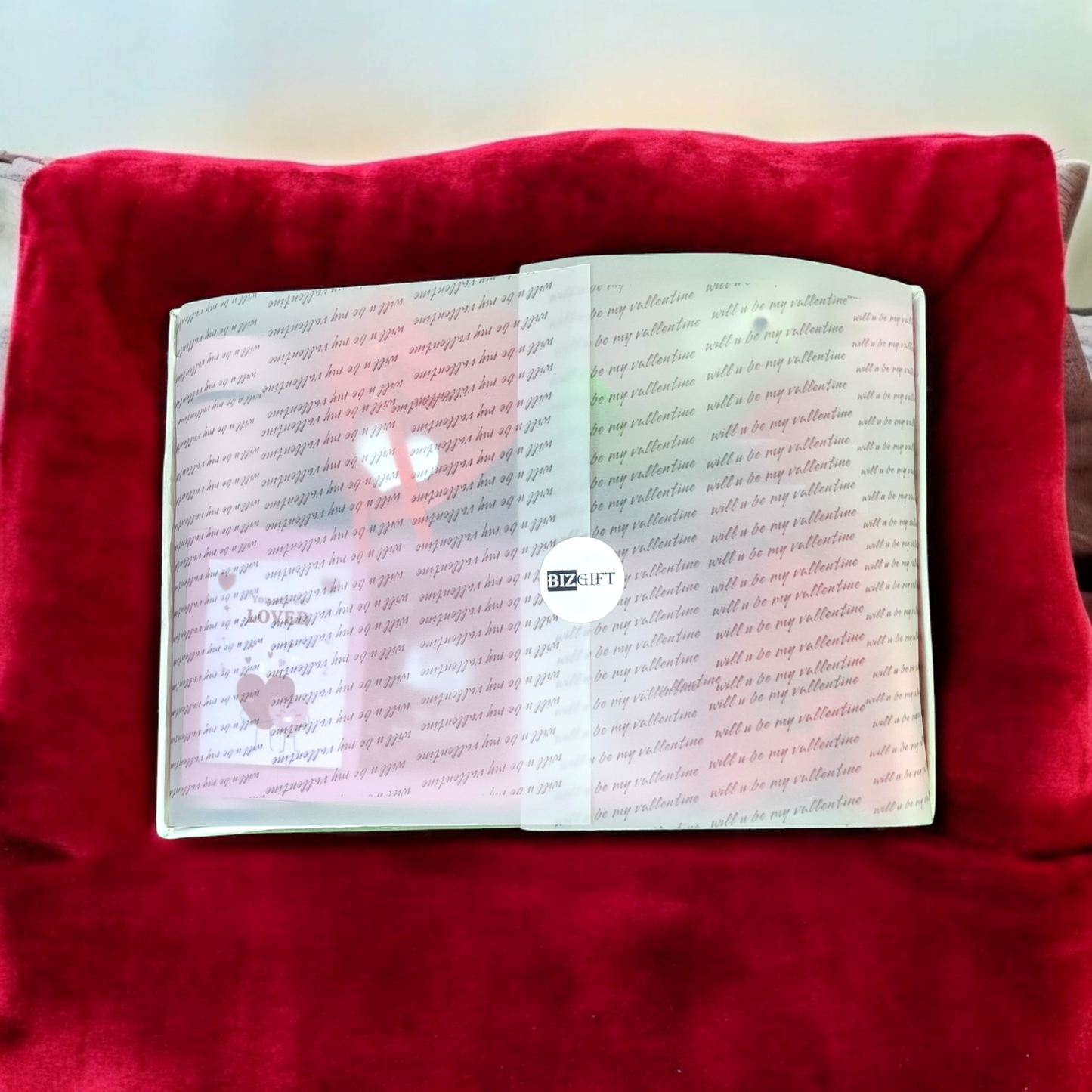 Personalized full red theme hamper box for valentine