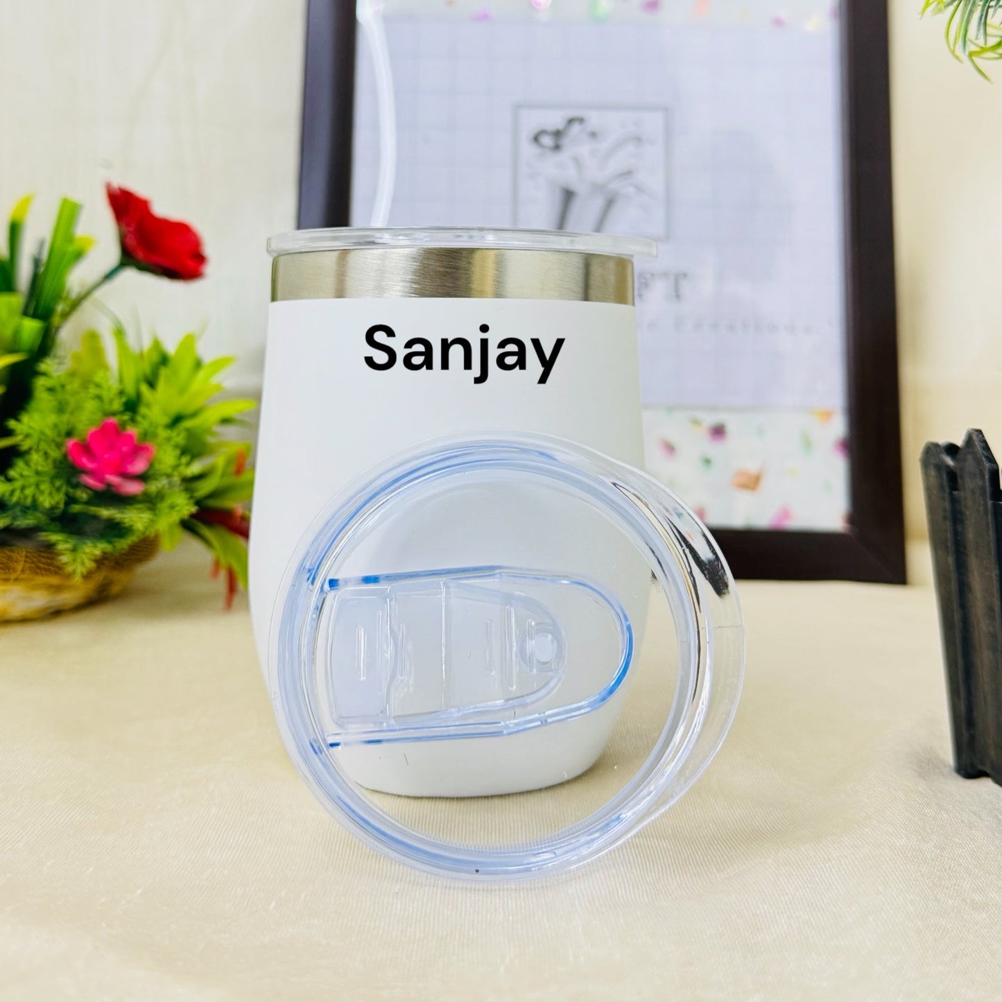 PERSONALIZED STAINLESS STEEL TRAVEL WINE SHAPE MUG