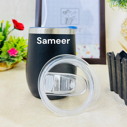 PERSONALIZED STAINLESS STEEL TRAVEL WINE SHAPE MUG