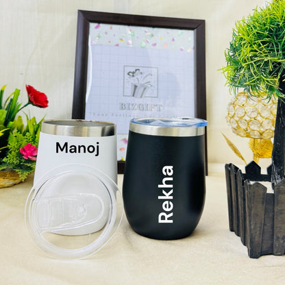 PERSONALIZED STAINLESS STEEL TRAVEL WINE SHAPE MUG