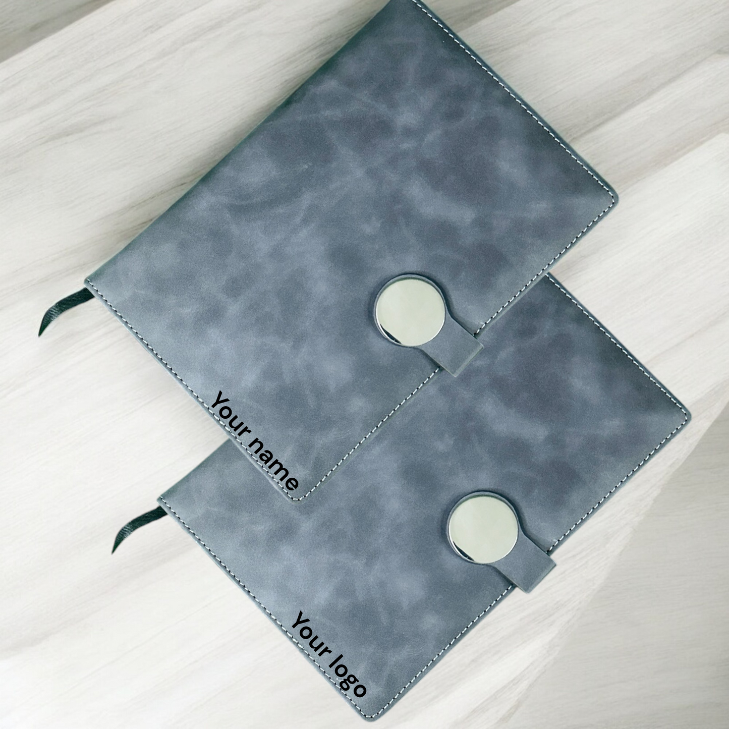 BizGift Personalized Premium PU Leather A-5 Office Notebook Diary Journal with Smart Magnetic Round Closure, 192 pages 80 gsm ( Grey)
